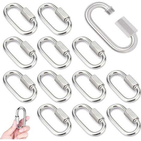 14 Pièces Mousqueton a Vis M4 Maillon Rapide en Acier Inoxydable 304 Mousqueton à Verrouillage avec Capuchon à Vis Mousqueton Fixe pour Connecter des Cordes Chaînes Gréement (1/5)