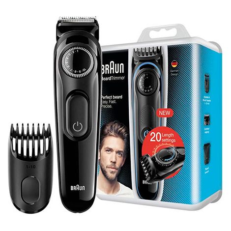 RECORTADORA DE BARBA BRAUN BT3000 COLOR NEGRO AJUSTES 0.5 - 20 mm LAVABLE 40min BATERIA (1/5)