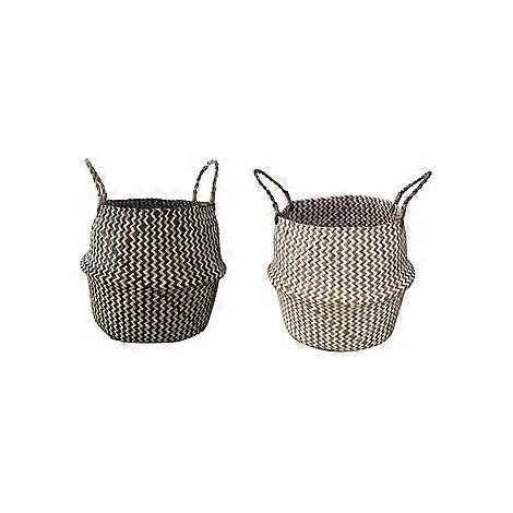 2er-Set Aufbewahrungskörbe, Wäschekörbe, Hängeblumentöpfe aus Weide und Rattan, faltbare, multifunktionale Blumenkörbe