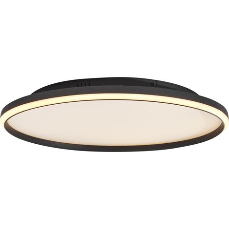 QAZQA Diseño Plafón de diseño negro con blanco incl. LED regulable en 3 pasos - Xavi Metálica /Aluminio Redonda Incluye LED Max. 1 x 40 Watt