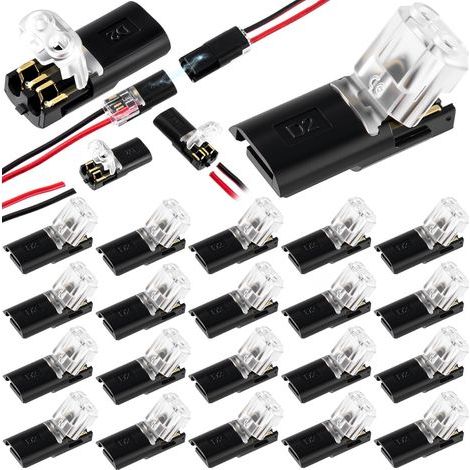 60pcs Fasteners Quick Clip Connecteur de fil, connecteurs rapides de câble plug-in avec boucle de verrouillage, double fil Snap sur blocs pour bandes LED de câble à basse tension 18-22AWG bricolage (1/5)