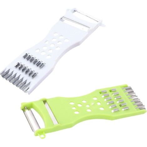 Set di 2 utensili multifunzione per verdure: grattugia, pelapatate e coltello - per tagliare velocemente le verdure - 6 in 1 - 19 x 9 x 2 cm (1/5)