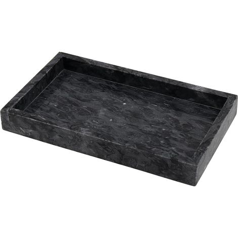 1 Plateau en marbre naturel, 30x20 cm, gris ondulé, rectangulaire, pour salle de bain, coiffeuse, rangement décoratif