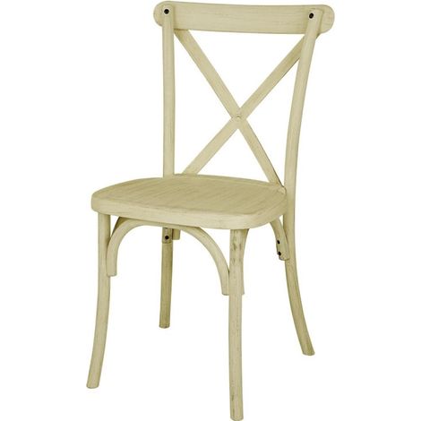 Chaises à dossier croisé en résine Manhattan effet bois naturel (lot de 4) - BOLERO (1/5)
