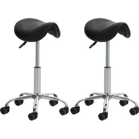 Lot de 2 tabourets de travail cabinets médicaux les salons de beauté en métal chromé assise en PVC noir 100002348 (1/5)