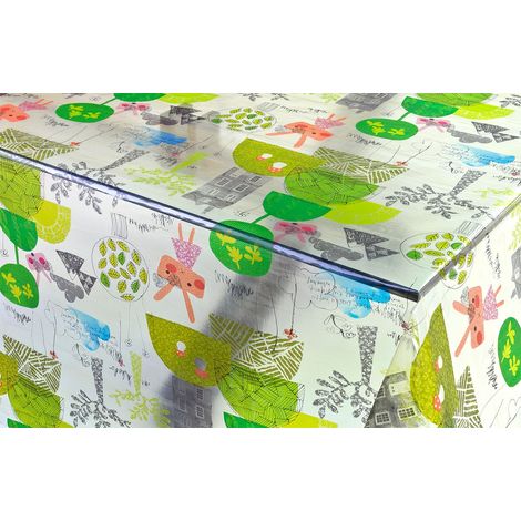 Tovaglia Trasparente Moderna Antimacchia Varie Misure Fantasie Plastificata PVC Copri Proteggi Tavolo su Misura MOD.Kristal Stampato (C) - 140x140 Cm