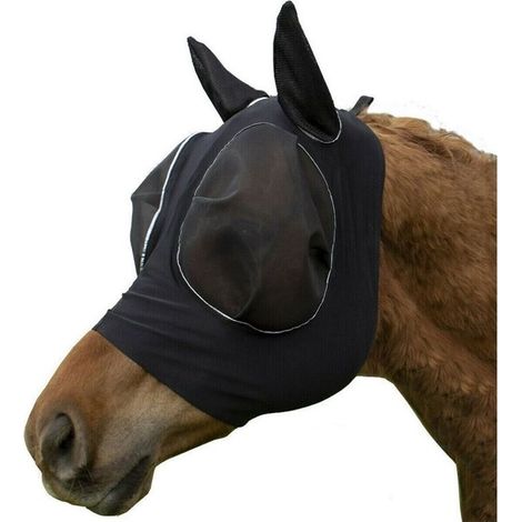 masque de cheval anti-mouches avec protection anti-oreilles, maille respirante, anti-UV, anti-moustiques, insectes, masque de frein (1/5)