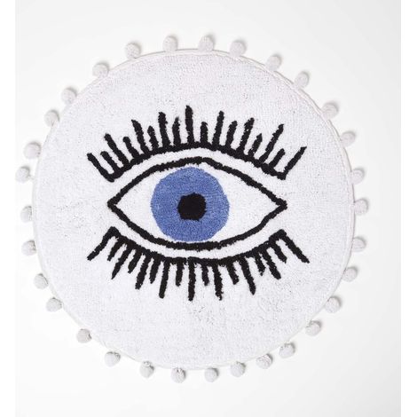 Tapis de Bain Rond tufté œil Bleu, Tapis de Salle de Bain Absorbant 60 cm (1/5)