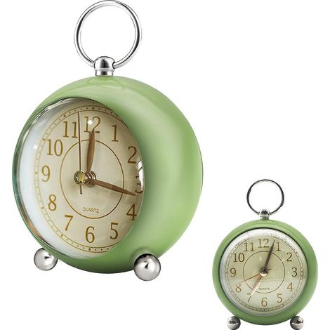 Geräuschloser, batteriebetriebener Wecker, tickfreier Tischwecker, analoger Wecker, Retro-Wecker fürs Schlafzimmer, schlicht und umweltfreundlich