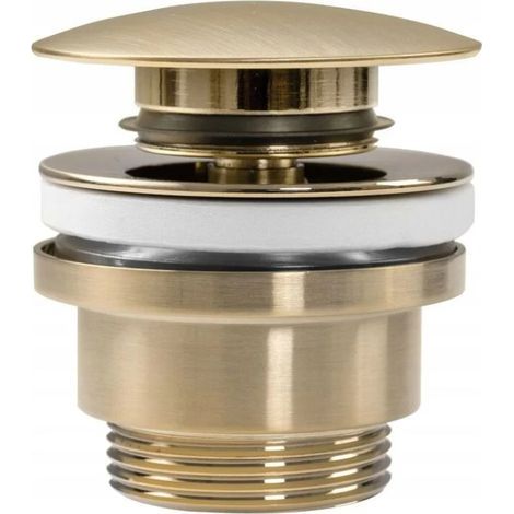 REA – Bonde de lavabo clic-clac universelle – Laiton doré mat – Diamètre 45 mm – Avec trou de trop-plein – Durabilité anti-corrosion (1/3)