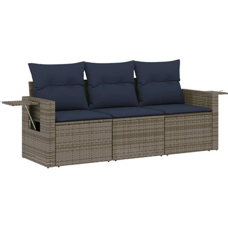 Maison Exclusive - Set Divani da Giardino 3 pz con Cuscini Grigio in Polyrattan