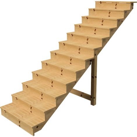 Außentreppe Holz Höhe 207cm 12 Stufen, Breite 100cm, MIT Setzstufen