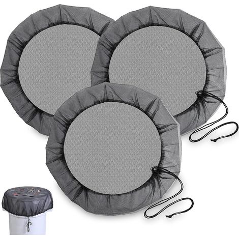 Lot de 3 couvercles ajustables pour seau de pluie, protège-bacs avec élastique, accessoire de récupération d’eau (1/5)