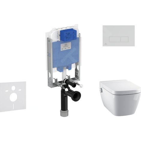 Ideal Standard ProSys - Ensemble pour WC suspendu, WC japonais et abattant TECEone, Plaque de déclenchement Oleas M2, Rimless, SoftClose, chrome mat ProSys80M SP128