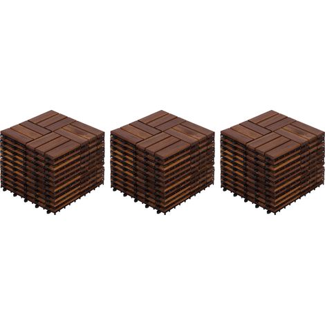 Dalles de terrasse en bois d'acacia avec assemblage clipsable, marron, sol extérieur pour balcon, jardin et piscine (1/5)