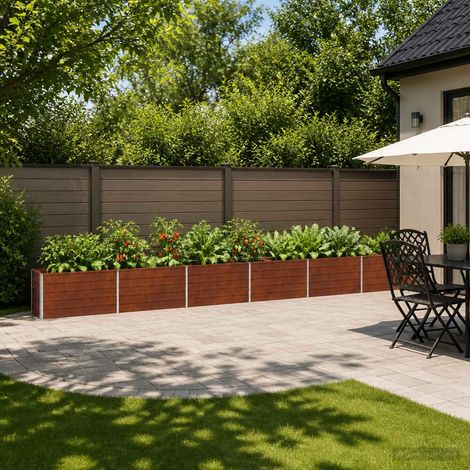 vidaXL Letto rialzato da giardino Ruggine 600 x 40 x 55 cm cartone