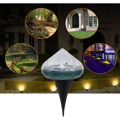 Lampe de sol solaire encastrée, lampe de sol encastrée à motif diamant, lampe de sol à motif diamant, étanche IP67, pour cour, parc, villa, pelouse, allée. (1/5)