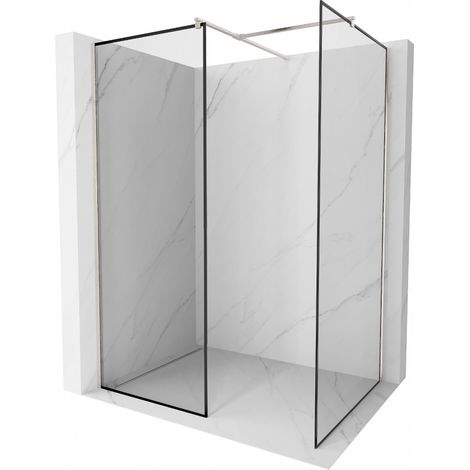 Mexen Kioto Walk-in Duschwand 80 x 80 cm, schwarzes Muster, gebürstetes Nickel - 800-080-202-97-70-080