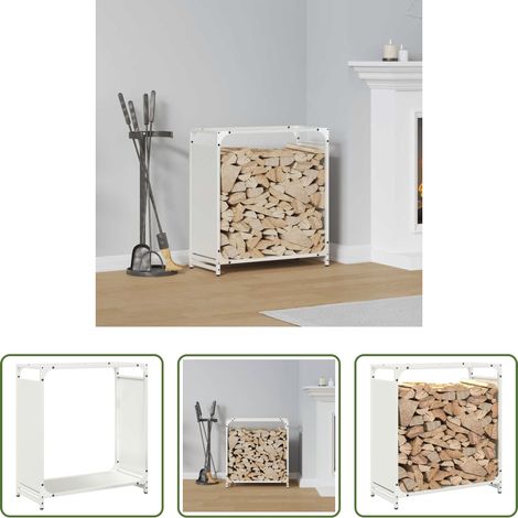 Bois de chauffage - Portant de bois chauffage blanc 60x28x65 cm (1/5)