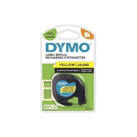 Ruban étiqueteuse plastique Dymo Letratag S0721620 fond jaune écriture noire 12 mm (1/4)