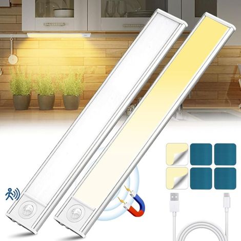 Lampe LED sans fil rechargeable par USB pour placards, 6500K, à intensité variable et détecteur de mouvement, idéale pour les placards de cuisine et les escaliers (lot de 2, 20 cm) (1/5)
