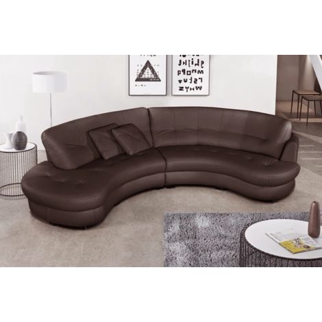 Canapé en cuir italien de luxe 5/6 places BRETINI chocolat, côté accoudoir droit (1/5)