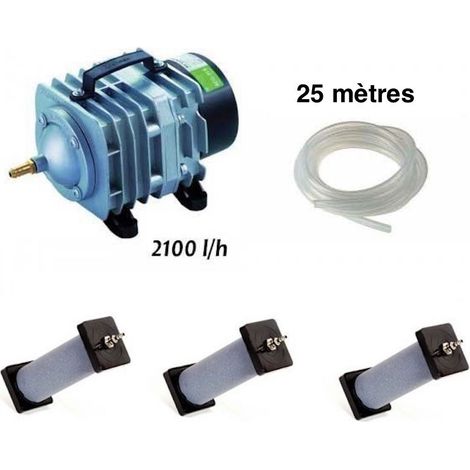 Set Aérateur Bassin De Jardin De 1000 à 4000 L. Pompe à air bassin + 3 aérateurs 22cm