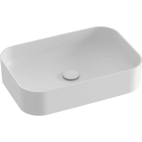 Ravak Ceramic - Lavabo sobre encimera 55x37 cm, sin rebosadero, sin orificio para grifería, blanco mate XJX0E155004 (1/4)