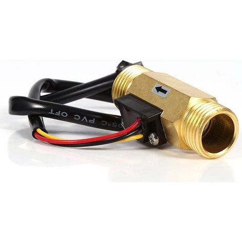Sensore di flusso d'acqua, flussometro, misuratore di fluidi, interruttore di flusso d'acqua, filo di rame G1/2 da 60 mm, misuratore di liquidi, 1-30 l/min (1/5)