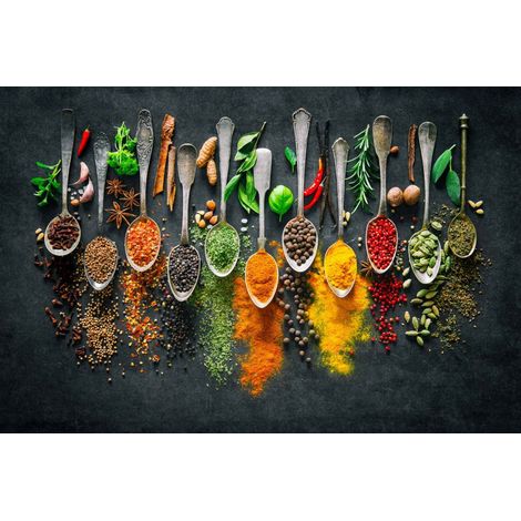 Tableau sur toile cuillères d'épices 65x97 cm - Impression sur Toile Murale Décorative - Image imprimée en HD sur Toile - Toile sur Châssis en Bois FSC - Fabriqué en France