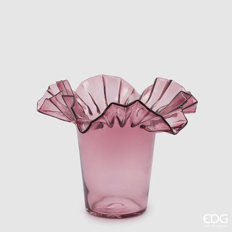 EDG Enzo De Gasperi Vaso Balze Svasato H 27 Cm D 34,5 Cm Rosa Antico