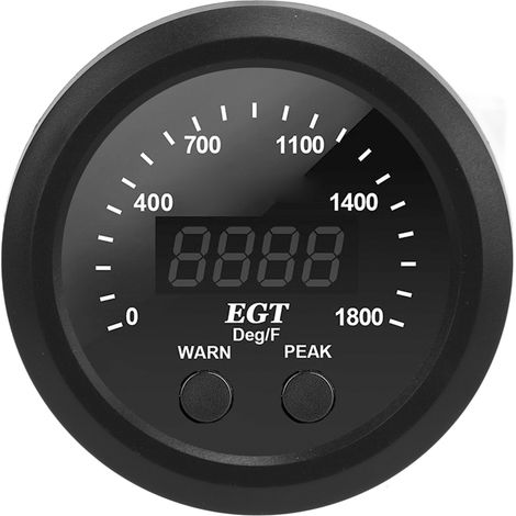 Thermomètre pour gaz d'échappement automobile, 2-1/16 pouces (52 mm), ultra-mince, 0-1800℉, LED rouge, type universel avec capteur. (1/5)