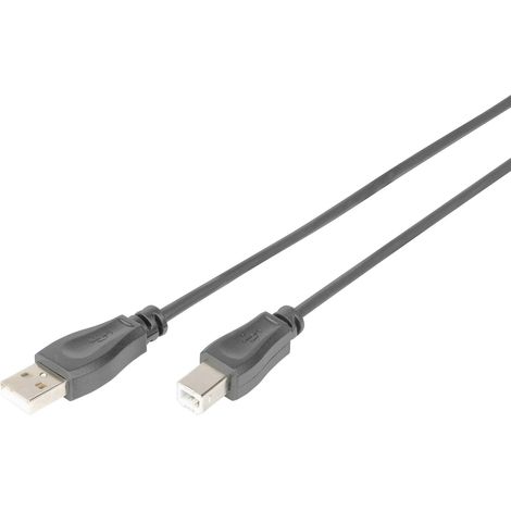 Digitus Câble USB USB 2.0 USB-A mâle, USB-B mâle 0.50 m noir rond, blindage double AK-300105-005-S X46716 (1/2)