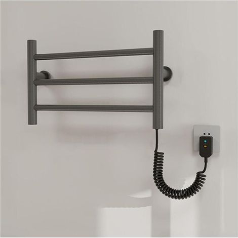 Chauffe-serviettes électrique pour salle de bain 35 W, sèche-serviettes mural en acier inoxydable - Petit radiateur à température constante enfichable (1/5)