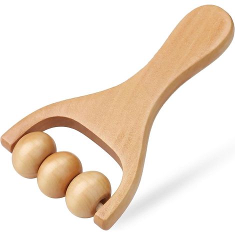 Rouleau de massage manuel en bois, bâtonnet de massage à rouleaux pour points de pression, automassage instantané de la taille, des cuisses, des jambes, des mains et du corps entier (1/5)
