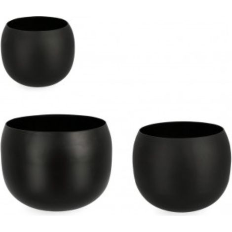 Set 3 Portafiore Keyra Ciotola Nero per uso interno ed esterno. (1/2)