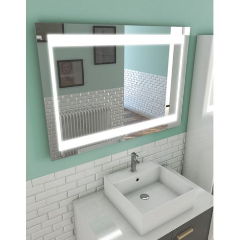 miroir salle de bain led auto-éclairant chronos 100x70x4.5cm (1/3)