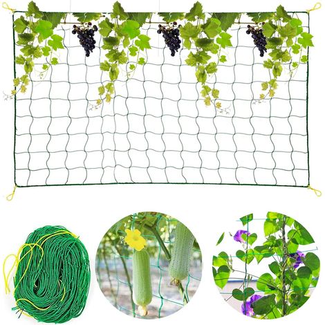 Climbing Plant Netting, 1.8 x 3 m Garden Trellis Net Support Climbing Plant Vegetable Garden Mesh Net with Large Mesh Rowing Net for Harvesting Cucumbers, Tomato [Green] (1/5)