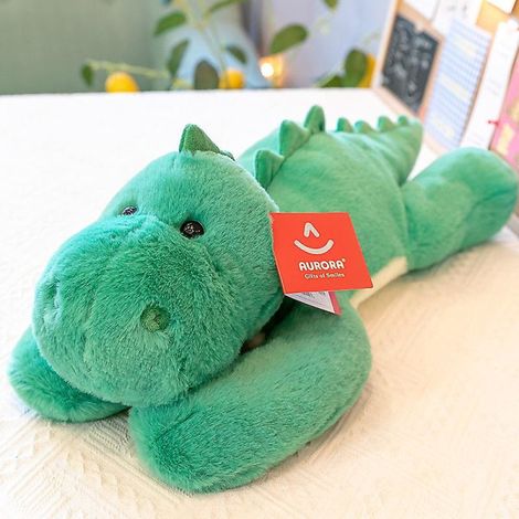 Coussin en peluche dinosaure lesté anti-anxiété, mignon et décoratif, idéal comme cadeau pour enfants. Dinosaure vert de 50 cm (19,7 pouces). (1/5)