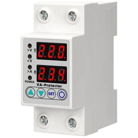 63A 220V Din Rail Rglable Sur Tension et Sous Tension Dispositif De Protection Protecteur Relais Sur Courant Protection LED Affichage (1/4)