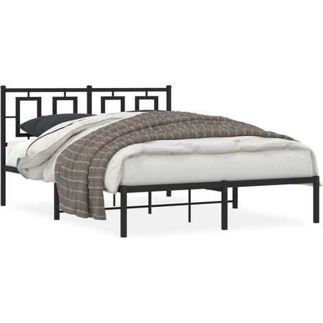 Maison Exclusive - Cadre de lit métal sans matelas avec tête de lit noir 140x190cm
