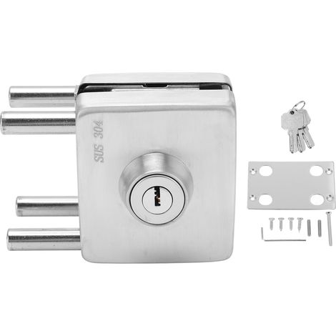 Porte coulissante à verrouillage par simple pression, résistante à l'usure, vis dissimulées, sans perçage, en acier inoxydable, porte en verre (1/5)