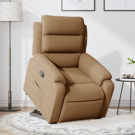 vidaXL Sillón reclinable elevable terciopelo marrón (1/5)