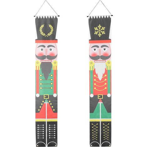 1 paire de bannières de porte sur le thème de Noël, couplets décoratifs avec motif Casse-Noisette-180X30CM (1/3)
