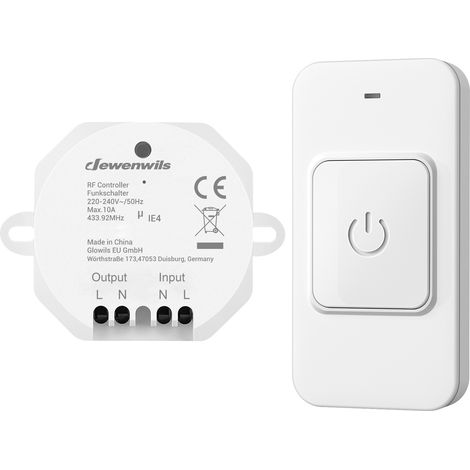 DEWENWILS Funk-Lichtschalter Set 230 V magnetischer Funkschalter mit Empfänger drahtlos Reichweite bis 30 m erweiterbar Schalter für Lampen und Ventilatoren bis 2300 W 1 Sender