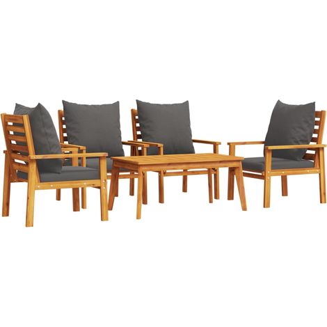 Maison Exclusive - 5-tlg. Garten-Lounge-Set mit Kissen Massivholz