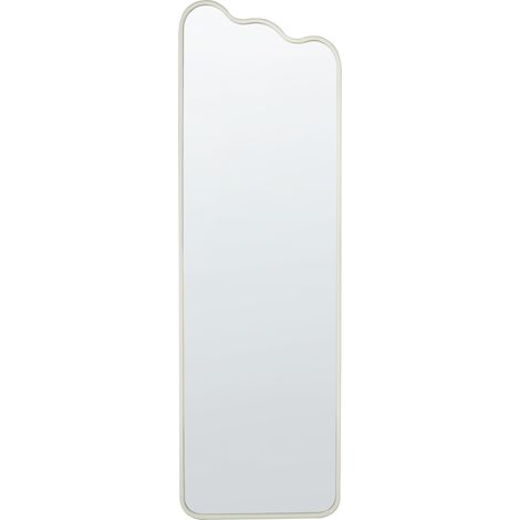 Espejo de pared moderno marco metálico de hierro forma irregular decoración de sala de estar 45 x 145 cm blanco Abzac