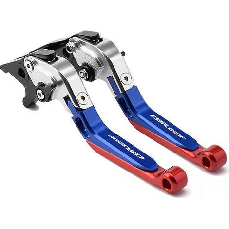Convient pour Honda CB650F CBR650F : levier réglable en alliage d'aluminium modifié, guidon de frein, klaxon d'embrayage (CBR650F argent, bleu, rouge) (1/5)