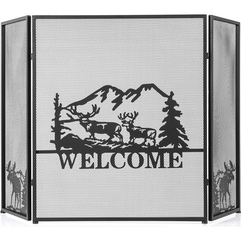 52 x 31 Inch Fireplace Screen-Black (1/5)