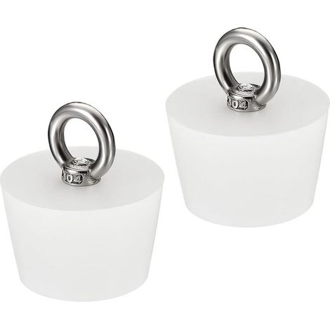 Tapón cónico de silicona de 37 mm a 46 mm, tapón sólido con anillo para tubos de ensayo, tuberías de agua y desagües, color blanco, 2 unidades. (1/5)